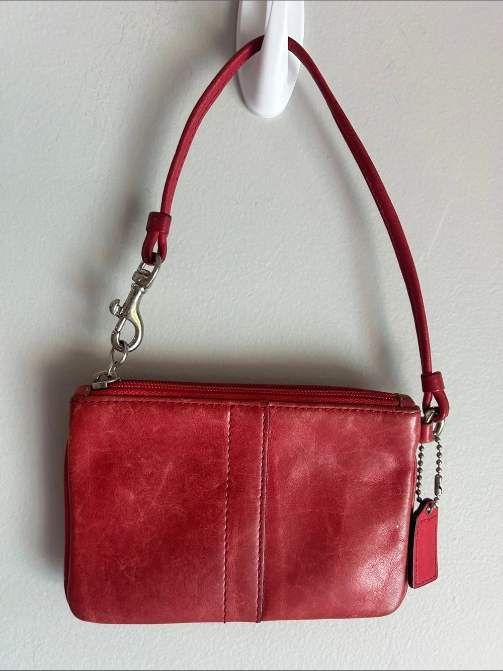 Coach Ashley Vintage Red Leather Wristlet